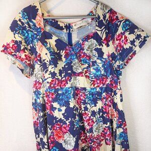Cherry Velvet Vibrant color Floral Dress Size 1X